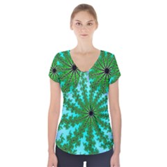 Fractal Abstract Rendering Short Sleeve Front Detail Top by Pakrebo