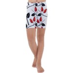Rose Hip Pattern Branches Autumn Kids  Lightweight Velour Capri Yoga Leggings