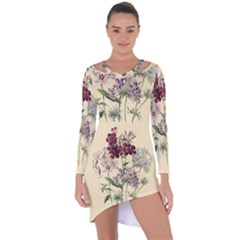 Botanical Print Antique Flora Plant Asymmetric Cut-out Shift Dress by Pakrebo