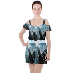 Architectural Design Architecture Building Business Ruffle Cut Out Chiffon Playsuit by Pakrebo