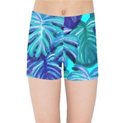 Leaves Tropical Palma Jungle Kids  Sports Shorts by Simbadda