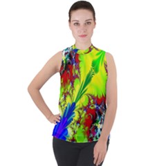 Abstract Art Art Design Modern Art Mock Neck Chiffon Sleeveless Top