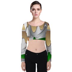 Paint Color Brush Painter Bucket Velvet Long Sleeve Crop Top by Wegoenart