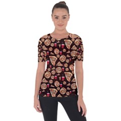 Pizza Pattern Shoulder Cut Out Short Sleeve Top by bloomingvinedesign