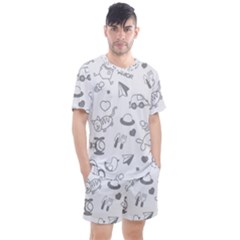 Children Drawings Baby Fish Cat Men s Mesh Tee And Shorts Set