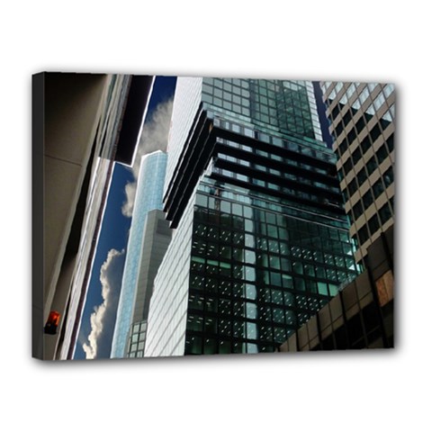 Architecture Frankfurt Reflection Canvas 16  X 12  (stretched) by Wegoenart