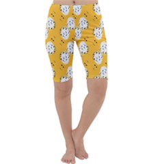 Fluffy Clouds Mustard  Cropped Leggings  by VeataAtticus
