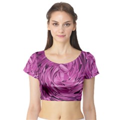 Strudel Magenta Pattern Art Spiral Short Sleeve Crop Top