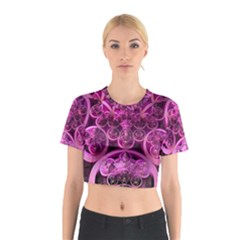 Fractal Math Geometry Visualization Pink Cotton Crop Top by Pakrebo