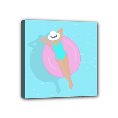 Lady In The Pool Mini Canvas 4  X 4  (stretched) by Valentinaart
