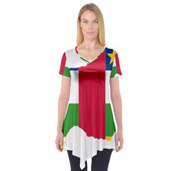 Central African Republic Flag Map Short Sleeve Tunic  by Sapixe
