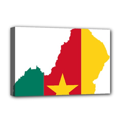 Cameroon Flag Map Geography Deluxe Canvas 18  X 12  (stretched) by Sapixe