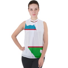 Borders Country Flag Geography Map Mock Neck Chiffon Sleeveless Top