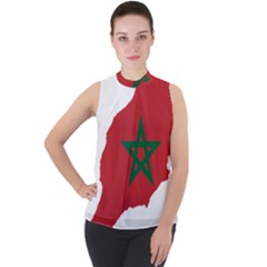 Morocco Flag Map Geography Outline Mock Neck Chiffon Sleeveless Top