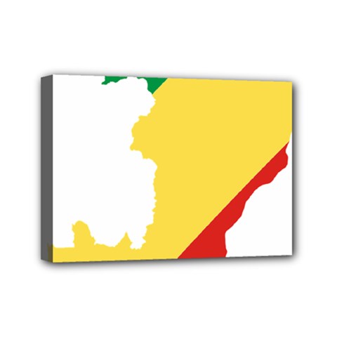 Congo Flag Map Geography Outline Mini Canvas 7  X 5  (stretched) by Sapixe