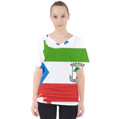 Equatorial Guinea Flag Map V-neck Dolman Drape Top by Sapixe