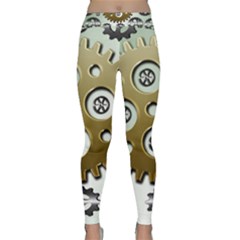 Gear Background Sprocket Classic Yoga Leggings by HermanTelo