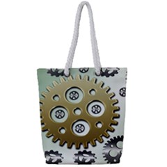 Gear Background Sprocket Full Print Rope Handle Tote (small) by HermanTelo