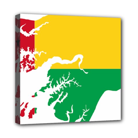 Guinea Bissau Flag Map Geography Mini Canvas 8  X 8  (stretched) by Sapixe