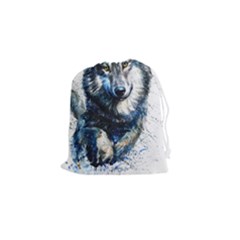 Gray Wolf - Forest King Drawstring Pouch (small) by kot737