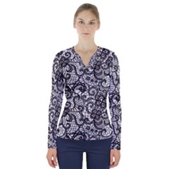 Encaje V-neck Long Sleeve Top by Sobalvarro