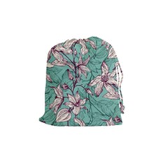 Vintage Floral Pattern Drawstring Pouch (medium) by Sobalvarro