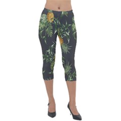 Pineapples Pattern Lightweight Velour Capri Leggings  by Sobalvarro