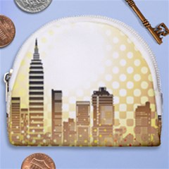 Life Urban City Scene Building Horseshoe Style Canvas Pouch by Simbadda