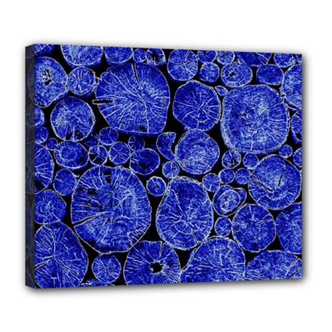 Neon Abstract Cobalt Blue Wood Deluxe Canvas 24  X 20  (stretched) by Bajindul