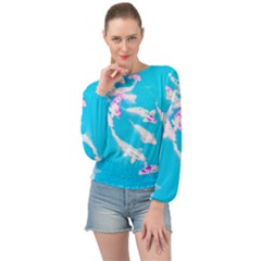 Koi Carp Scape Banded Bottom Chiffon Top by essentialimage