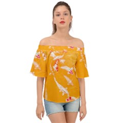 Koi Carp Scape Off Shoulder Short Sleeve Top by essentialimage