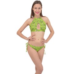 Fruit Apple Green Cross Front Halter Bikini Set by HermanTelo