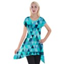 Teal Triangles Pattern Short Sleeve Side Drop Tunic View1