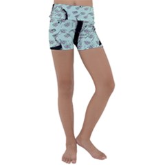 Wide Eyed Girl Kids  Lightweight Velour Yoga Shorts by snowwhitegirl