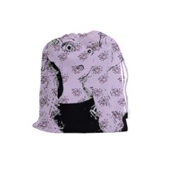 Wide Eyed Girl Lilac Drawstring Pouch (large) by snowwhitegirl