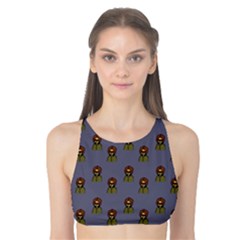 Nerdy 60s  Girl Pattern Light Grey Tank Bikini Top by snowwhitegirl