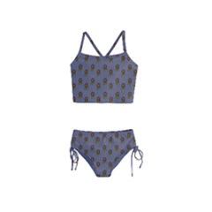 Nerdy 60s  Girl Pattern Light Grey Girls  Tankini Swimsuit by snowwhitegirl