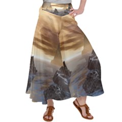 Planet Moon Rocks City Fiction Satin Palazzo Pants by Simbadda