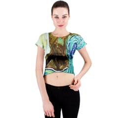 Wood Horsey-1-1 Crew Neck Crop Top