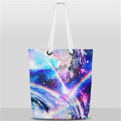 Crystal Wave Pattern Design Full Print Rope Handle Tote (small) by Sudhe