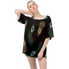 Seamless Pattern With Peacock Feather Oversized Chiffon Top by Vaneshart