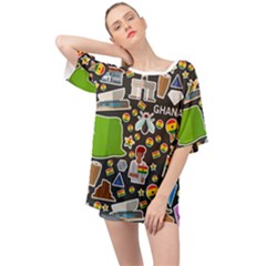 Vector Flat Seamless Texture Pattern Ghana Oversized Chiffon Top by Vaneshart
