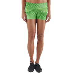 Wave Concentric Circle Green Yoga Shorts by HermanTelo