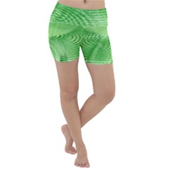 Wave Concentric Circle Green Lightweight Velour Yoga Shorts by HermanTelo