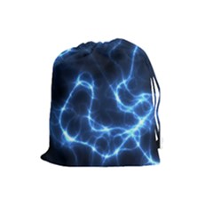 Lightning Electricity Pattern Blue Drawstring Pouch (large) by Mariart