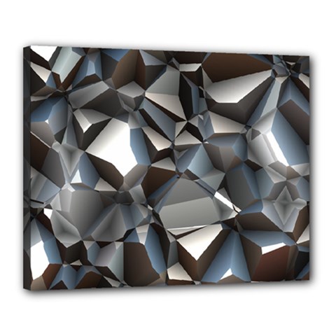 Triangles Polygon Color Silver Uni Canvas 20  X 16  (stretched) by Simbadda
