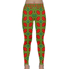 Pattern Modern Texture Seamless Red Yellow Green Classic Yoga Leggings by Simbadda