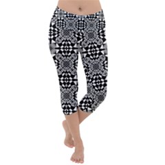 Fabric Design Pattern Color Lightweight Velour Capri Yoga Leggings by Simbadda