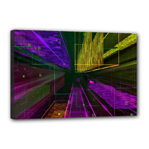 Data City Large Fiction Digital Canvas 18  X 12  (stretched) by Simbadda