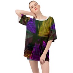 Data City Large Fiction Digital Oversized Chiffon Top by Simbadda